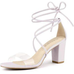 Allegra K Strappy Lace Up Clear Strap Purple Sandals Size 9